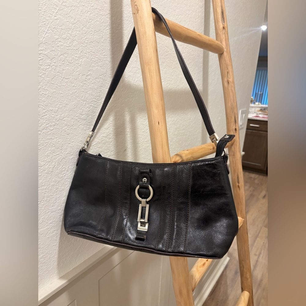Y2K Etienne Aigner Black Purse | Silver Detail Shoulder Bag
